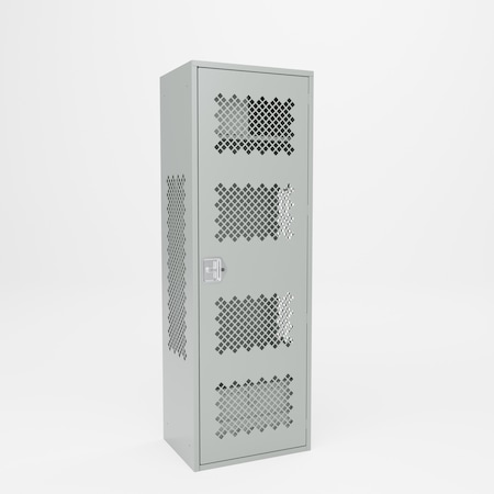 Pucel Athletic Gear Locker, 24 in W x 72 in H x 18 in D, Perforated Door, Top Cabinet, Foot Locker, Gray GL-2472-18-DTF