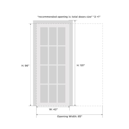 Sartodoors Pocket Interior Door, 42" x 96", White QUADRO4112PD-WS-4296