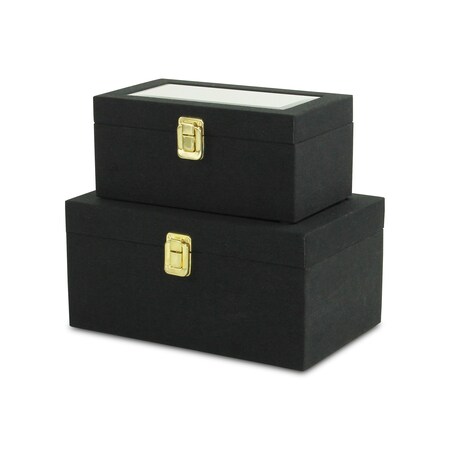 Homeroots 10" Black Solid Wood Box 489364