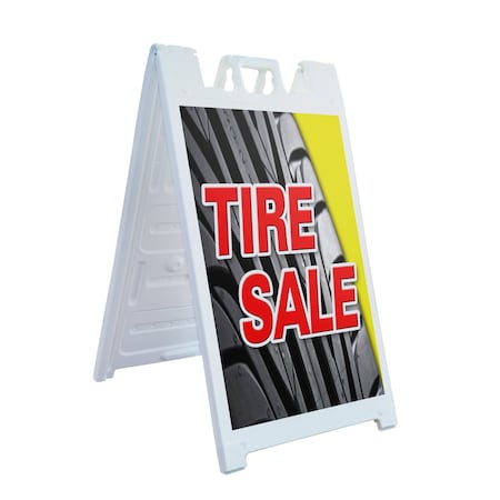 Signmission Tire Sale1, A-Frame & 2 Decals Installed, Heavy-Duty Plastic Frame SBHD-D-2436-Tire Sale1