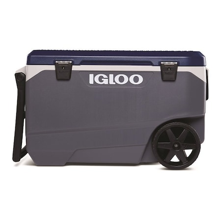 Igloo 34818 Maxcold Latitude Rolling Cooler, 90 qt Cooler, Plastic, Blue/Gray, 5 days Ice Retention 34547