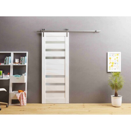 Sartodoors Sturdy Barn Door White Solid Core Modern Interior QUADRO4266BD-S-WS-18