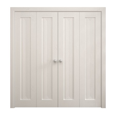 Sartodoors Sliding Closet Double Bi-fold Doors 72 x 96 inches, Ego 5006 Painted White Oak, Sturdy Tracks Mold EGO5006DBF-PWO-72x96 (4* 18x96)