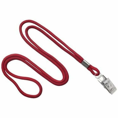 Brady LANYARD STANDARD, RED ROUND WOVEN LANYARD W/NICKEL PLATED STEEL BULLDOG CLIP 2135-3256