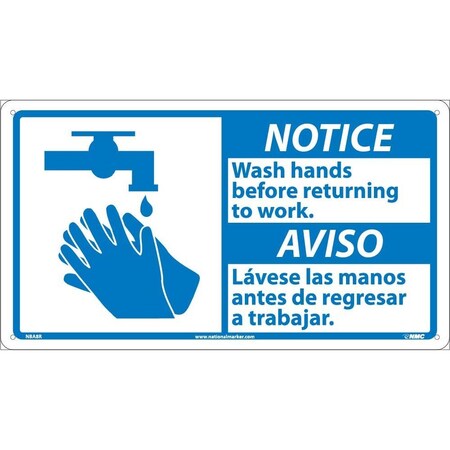 Nmc Notice Wash Hands Before Work Sign - Bilingual, NBA8R NBA8R