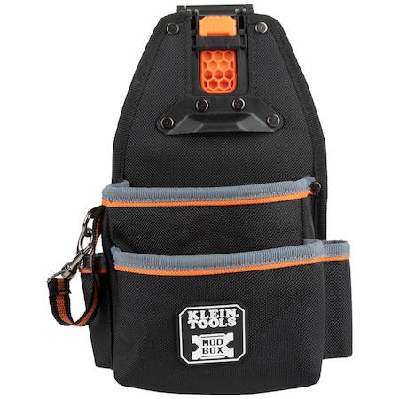 Klein Tools Pouch, Tool Pouch, Modbox, Open, Black/Gray/Orange, Polyester, 4 Pockets 55833MB