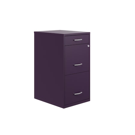 Space Solutions 14.25 in W 3 Drawer Vertical File Cabinet W/ Pencil Drawer, Midnight Purple 25281