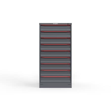 Strong Hold 9 drawer cabinet - (9x 5ft) - Red accents - Keyed Different S3060-PPDAS-0905DS