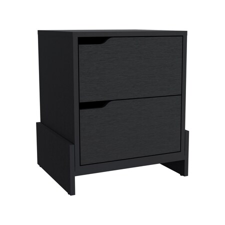 Homeroots 20" Black Wood Two Drawer Nightstand 543694