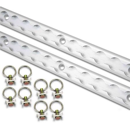 Mytee Products 6 Foot L-Track Aluminum 2 and L-Track Stud with Stainless Steel Ring 8 LTK6x2-LTKSx8