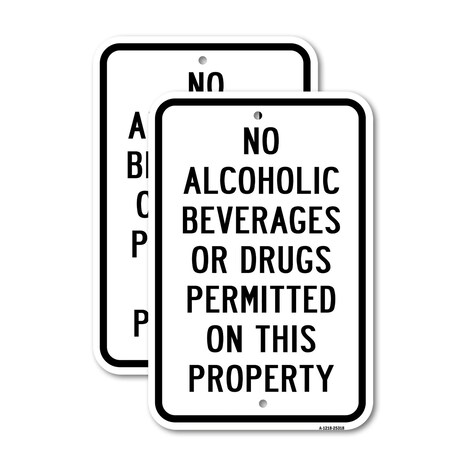 Signmission No Alcoholic Beverages Or Drugs Permitted On This Heavy-Gauge Aluminum, 18" x 24", A-1824-25318 A-1824-25318