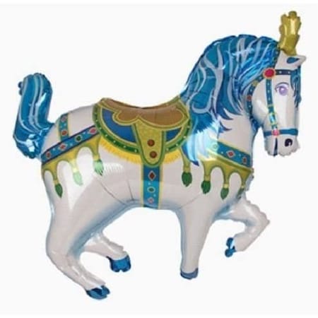 Loonballoon Blue Carousel Horse 39in. Circus Carnival Tent Merry Go Round Party Mylar Balloon B01FTXPCDM