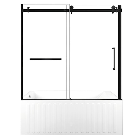 Kingston Brass 60" Acrylic Alcove Left-Hand Drain Tub with Right Sliding Tub Door, White/Matte Black KVTDE603121L0