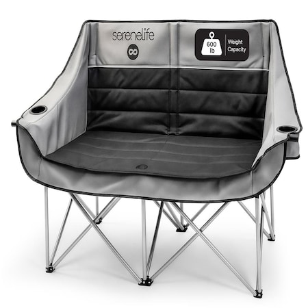 Serenelife Camping Loveseat for Couples, Friends & Families, Double Camping Chair, Foldable Two Person Camping SLCPLSGY