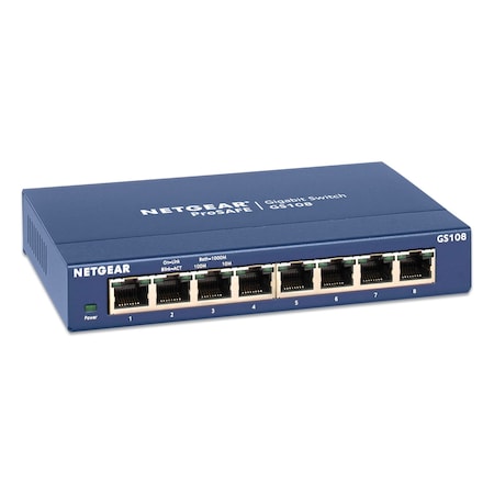 Netgear Unmanaged Gigabit Ethernet Switch, 16 Gbps Bandwidth, 192 KB Buffer, 8 Ports GS108-400NAS