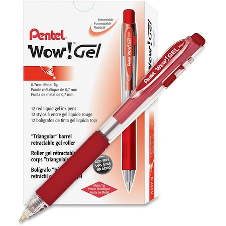 Pentel WOW Gel Pen, Red, PK24, 24PK K437B