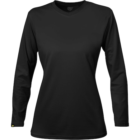 Ironwear Elastex Women's Breathable V-Neck Long Sleeve T-Shirt, Black, Small 7120-B-SM