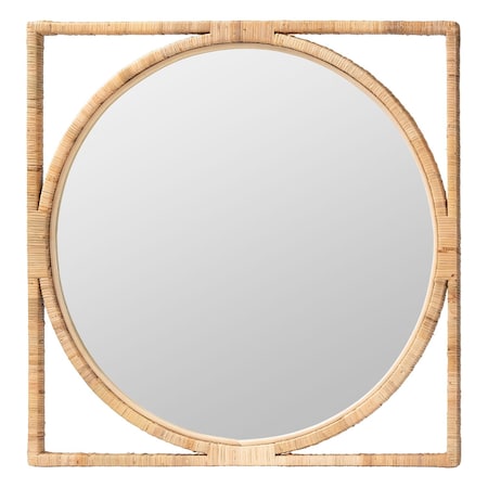 Bali & Pari Bayan Japandi Natural Rattan Wall Mirror 248-13780-ZORO