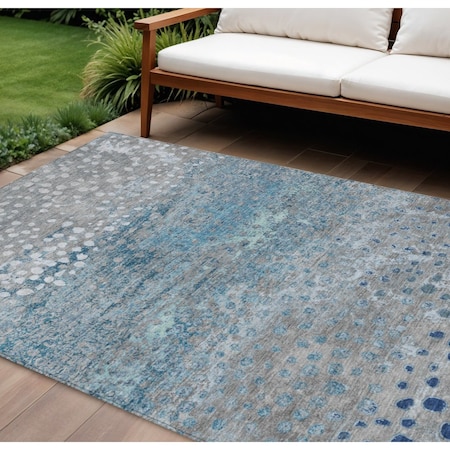 Homeroots 8' X 10' Gray And Silver Abstract Washable Indoor Outdoor Area Rug 609459