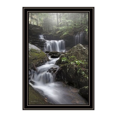 Homeroots Ricketts Waterfall Black Framed Print Wall Art 530010