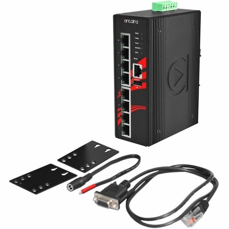 Antaira 8-Port Industrial PoE+ Light Layer 3 Managed Ethernet Switch, w/8-10/100/1000Tx Gigabit Ports, EoT LMP-0800G-T