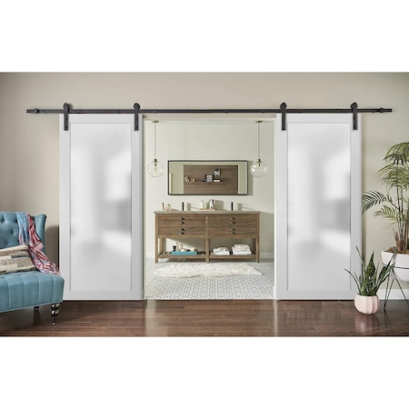 Sartodoors Sliding Lite Double 36x80 Planum 2102 White Silk 13' Rails Hangers Stops Hardware Set Modern Core PLANUM2102DB-WS-36