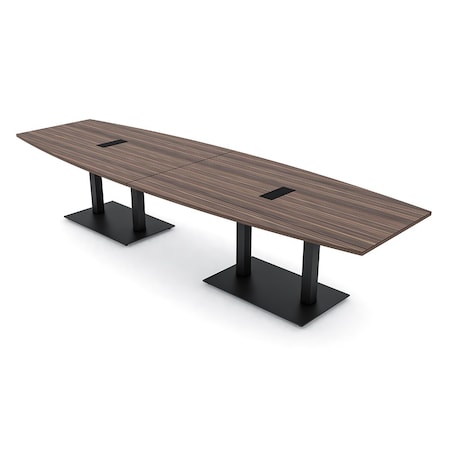 Skutchi Designs Boat Conference Table With Power, 48 in W, 144 in L, Brown HAR-BOT-48x144-DOU.BK-H3041-EBLK