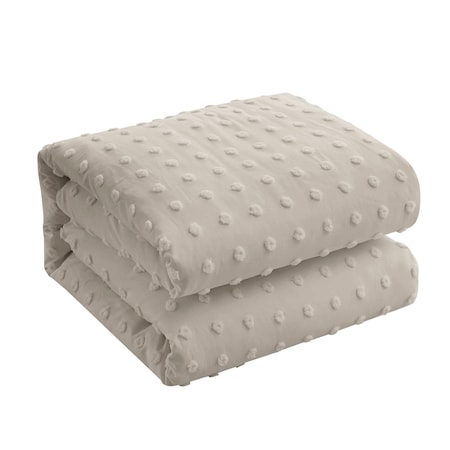 Homeroots Beige Queen Polyester 220 Thread Count Washable Duvet Cover Set 529035