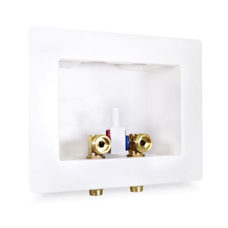 Everflow Washing Machine Outlet Box, Dual Drain, Assembled W/ 1/2'' Press Valves, White ABS SB200-R