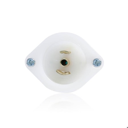 Leviton Midget Flanged Locking Inlet, 15 A, 125V AC, 2 Pole, Screw Terminals, White ML2-PB