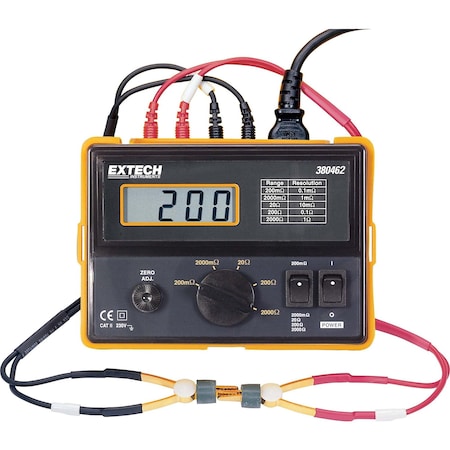 Extech MilliOhmmeter, 2kiloohm, 0.7"DigtalDisplay 380462