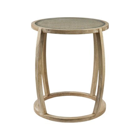 Homeroots 26" Brown And Clear Glass Round End Table 380711
