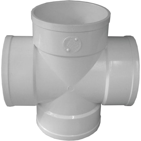 Canplas 414450BC Sewer Pipe Cross, 4 in, Hub, PVC, White 43240