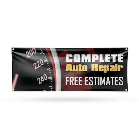 Signmission Complete Auto Repair Free Estimates, 18 Inch x 48 Inch, Vinyl Banner B-30526