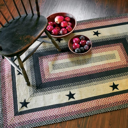 Homespice Decor 20 x 30 in. Primitive Star Gloucester Jute Rectangular Braided Rug - Multicolor 511751