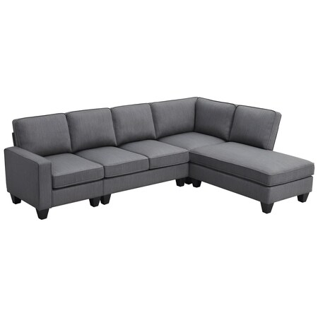 Homeroots 79" Dark Gray Fabric Modular Sleeper Sofa With Ottoman 568280