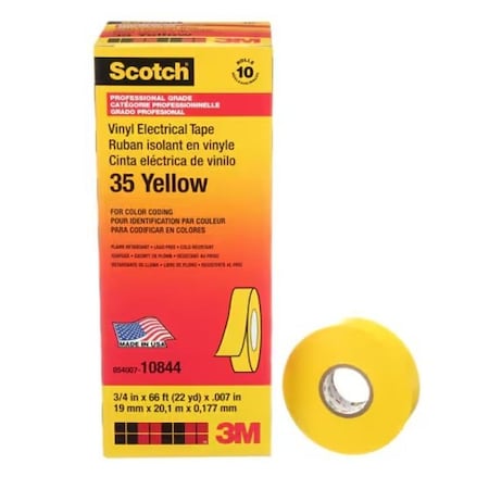3M Scotch Vinyl Color Coding Ele, 10PK 35-3/4X66FT-YL