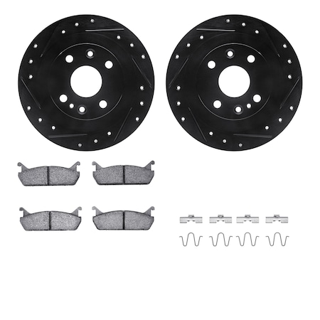 Dynamic Friction Co DFC Rotors-Drilled & Slotted-Black w/ 5000 Advanced Brake Pads Incl Hdw 8512-54005