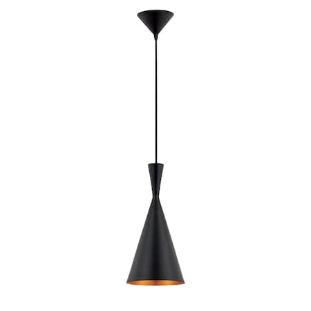Eurofase Bronx Transitional Incandescent Pendant, 1-Light, Black W/Brass/Black 20437-015