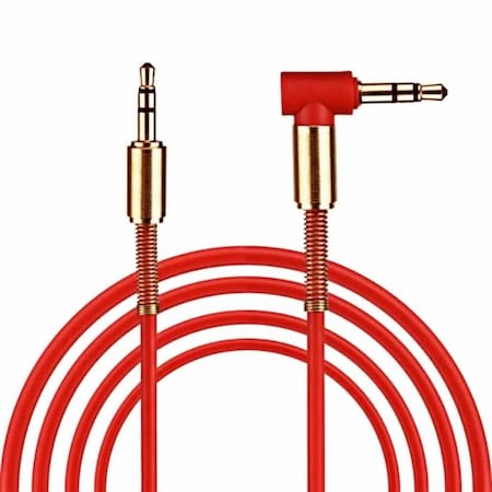 Sanoxy 3.5mm Male to M Aux Cable Cord L-Shaped Right Angle Car Audio Headphone Jack Red SANOXY-CABLE140