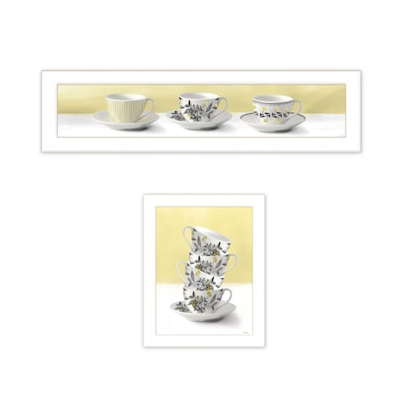 Homeroots Set Of Two Teacups White Framed Print Kitchen Wall Art, 2PK 407990