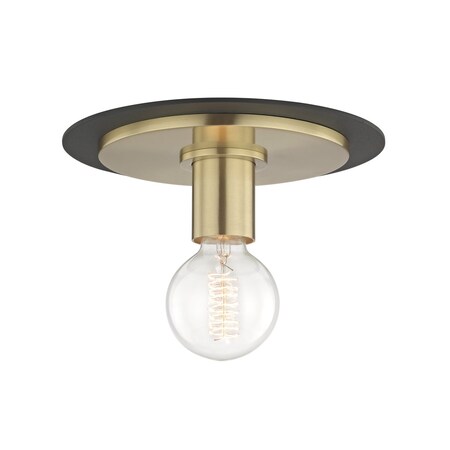 Mitzi Milo 1 Light Flush Mount 9 In. Aged Brass/Black H137501S-AGB/BK