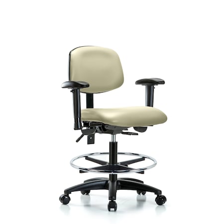 Blue Ridge Ergonomics Chair, Vin, Med Bench, Tilt AA CF Cast, Wht, 6-Way Adjustable, 22" to 29" Height, Adobe White BR-VMBCH-RG-T1-A1-CF-RC-8501