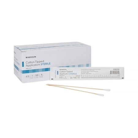 Mckesson Sterile Swabsticks, Cotton Tip, 6 Inch Wood Shaft, Sterile, 24-106-1S, 100PK 24-106-1S