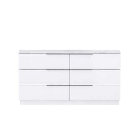 Homeroots 62" White Wood Six Drawer Double Dresser 714488