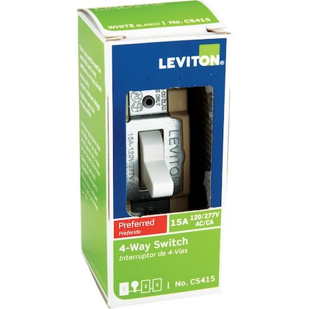 Leviton Commercial 15A White Grounded Quiet 4-Way Switch S02-CS415-2WS