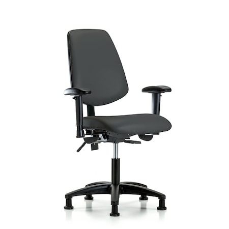 Blue Ridge Ergonomics Desk Chair Adjustable Arms, 18" to 23" Height, Vinyl, Charcoal BR-VDHCH-MB-RG-T1-A1-RG-8605