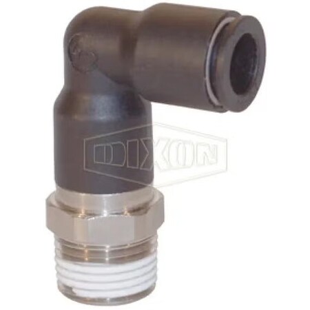 Dixon Legris by  Extended Push-In Elbow, 1/4 in Nominal, MNPT x Tube, 290 psi Pressure, Brass/Nylon, Domes 31295614