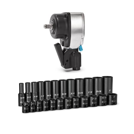 Capri Tools 3/8 in. Drive 6-Point Impact Bundle, SAE, 25-Piece CP53000-25SIB