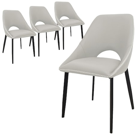 Leisuremod Amalfi Modern Dining Chair - Upholstered Accent Side Chair, Metal Legs, 4PK AC48GR4
